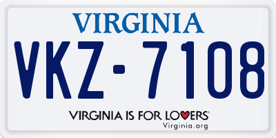 VA license plate VKZ7108