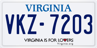 VA license plate VKZ7203