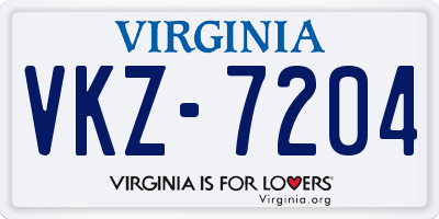 VA license plate VKZ7204