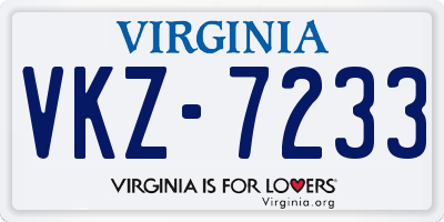 VA license plate VKZ7233
