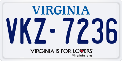 VA license plate VKZ7236