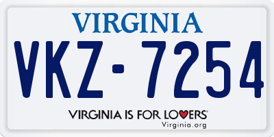 VA license plate VKZ7254
