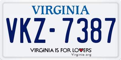 VA license plate VKZ7387