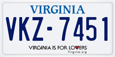 VA license plate VKZ7451