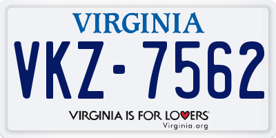 VA license plate VKZ7562