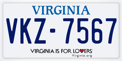 VA license plate VKZ7567