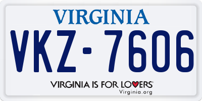 VA license plate VKZ7606