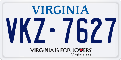 VA license plate VKZ7627
