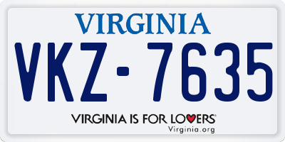 VA license plate VKZ7635