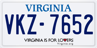 VA license plate VKZ7652