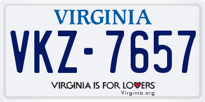 VA license plate VKZ7657