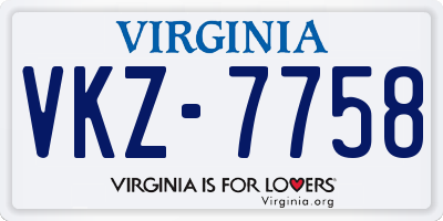 VA license plate VKZ7758