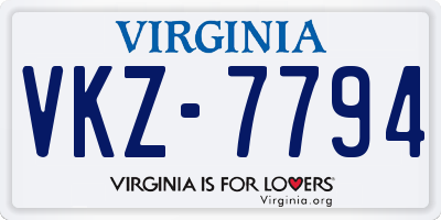 VA license plate VKZ7794