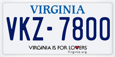 VA license plate VKZ7800