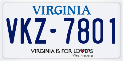 VA license plate VKZ7801