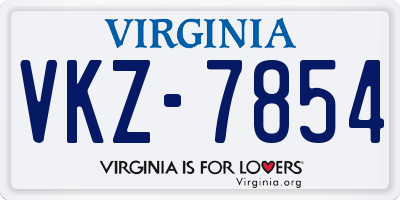VA license plate VKZ7854