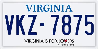 VA license plate VKZ7875