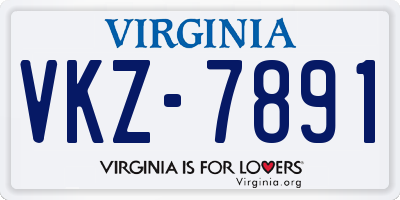 VA license plate VKZ7891