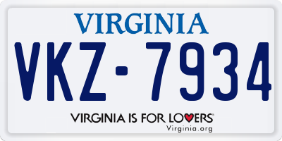 VA license plate VKZ7934