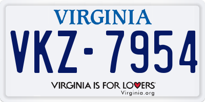 VA license plate VKZ7954
