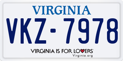 VA license plate VKZ7978