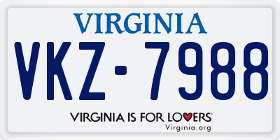VA license plate VKZ7988