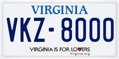 VA license plate VKZ8000