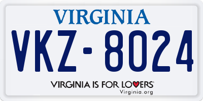 VA license plate VKZ8024
