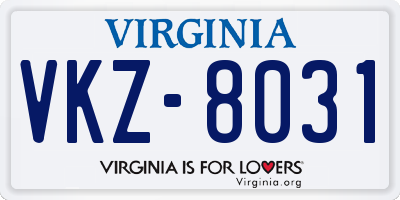 VA license plate VKZ8031