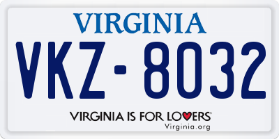 VA license plate VKZ8032
