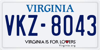 VA license plate VKZ8043