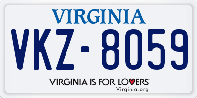 VA license plate VKZ8059
