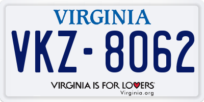 VA license plate VKZ8062