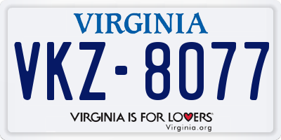 VA license plate VKZ8077