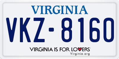 VA license plate VKZ8160