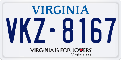 VA license plate VKZ8167