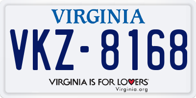 VA license plate VKZ8168