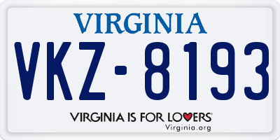 VA license plate VKZ8193