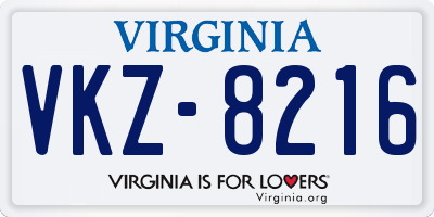 VA license plate VKZ8216