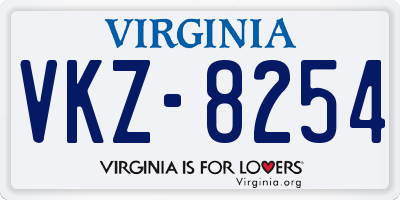 VA license plate VKZ8254