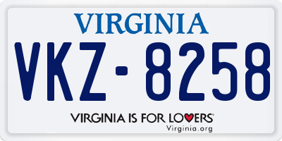 VA license plate VKZ8258