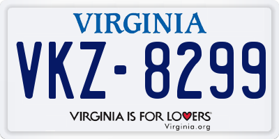 VA license plate VKZ8299