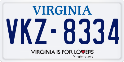 VA license plate VKZ8334