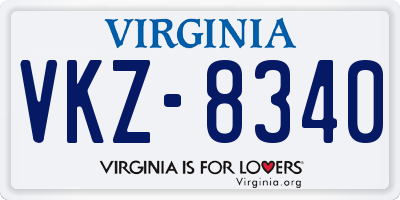 VA license plate VKZ8340