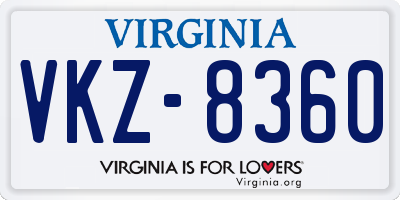 VA license plate VKZ8360