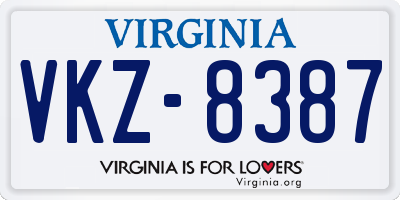 VA license plate VKZ8387