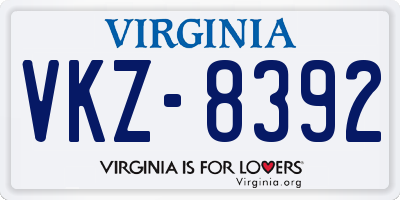 VA license plate VKZ8392
