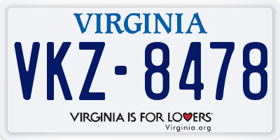 VA license plate VKZ8478