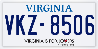 VA license plate VKZ8506