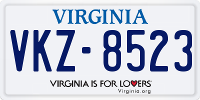 VA license plate VKZ8523